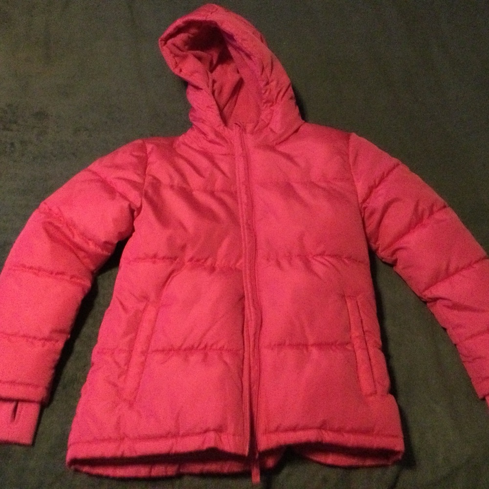 Pink puffer coat